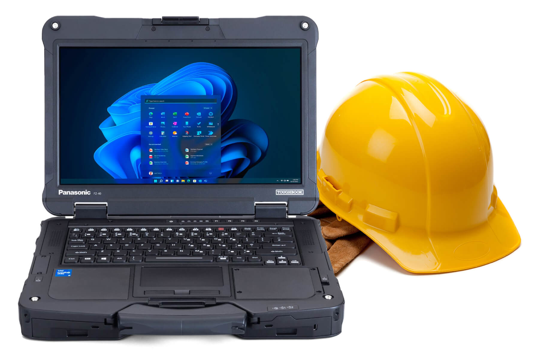 toughbook and hard hat